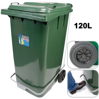geo大型有盖脚踏垃圾桶连辘